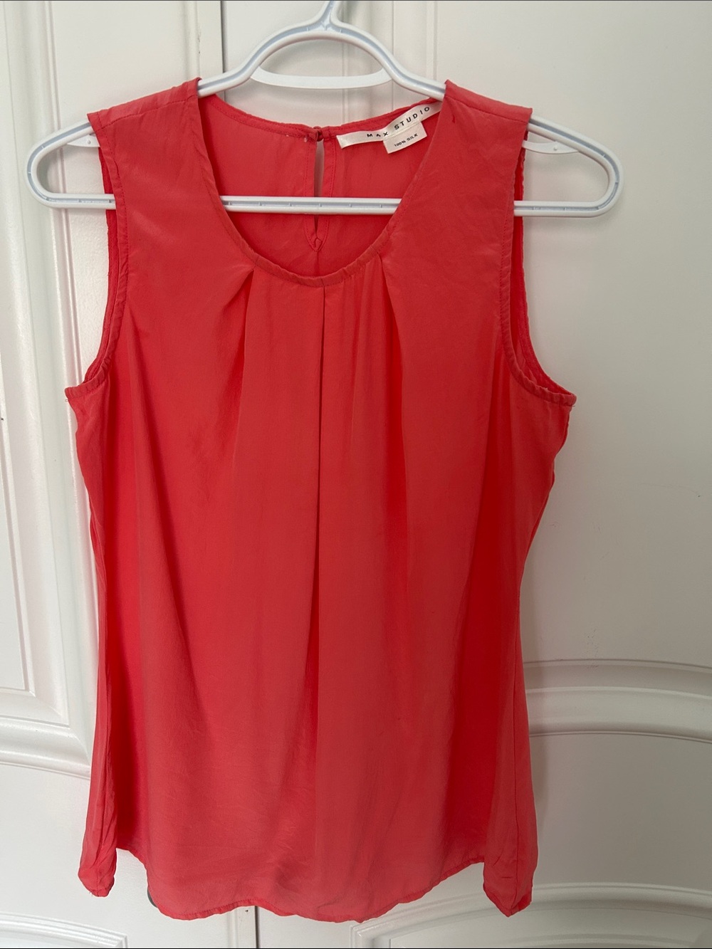 Max Studio - 100% Silk - Light Bubblegum Pink / Coral - Sleeveless Blouse